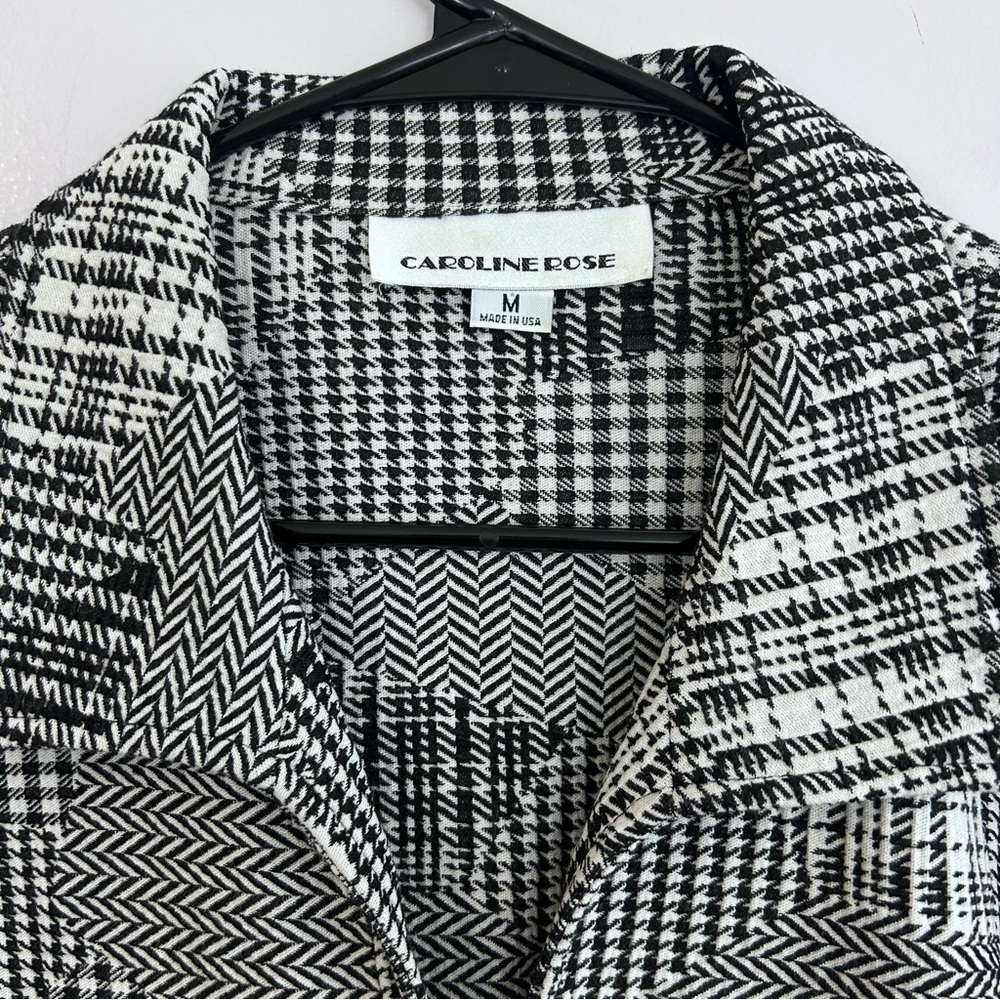 Caroline Rose Black/White Button Front Mixed Print Collared Jacket/Top Medium - Picture 4 of 10